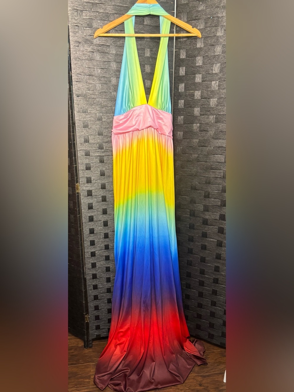 Rainbow Ombre Halter Maxi Dress NWOT 2XL - Picture 6 of 16